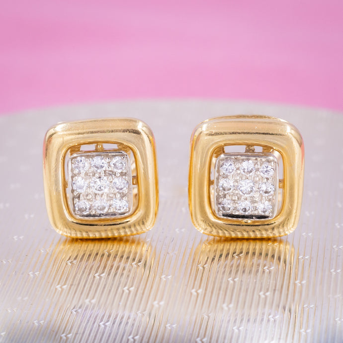 Square Pavé Diamond Studs