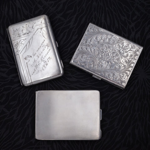 Silver Hand-Chased Cigarette Case c1930