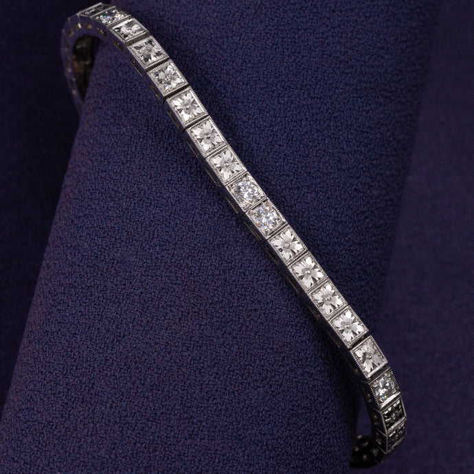 Diamond & Orange Blossom Line Bracelet c1950