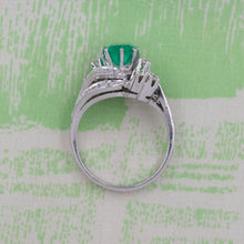 Midcentury Colombian Emerald & Diamond Ring