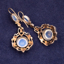 Georgian Moonstone & Rose-Cut Diamond Earrings
