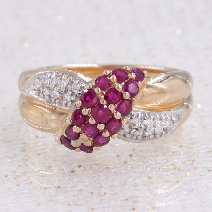 Ruby & Diamond Pavé Twist Ring c1980