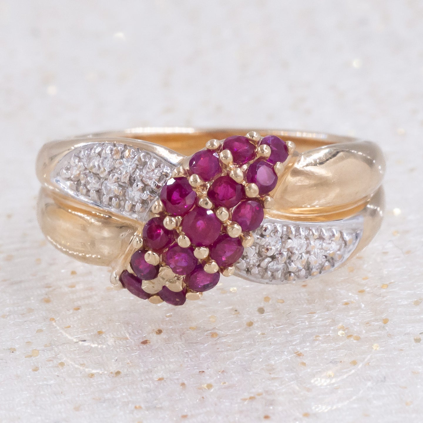 Ruby & Diamond Pavé Twist Ring c1980