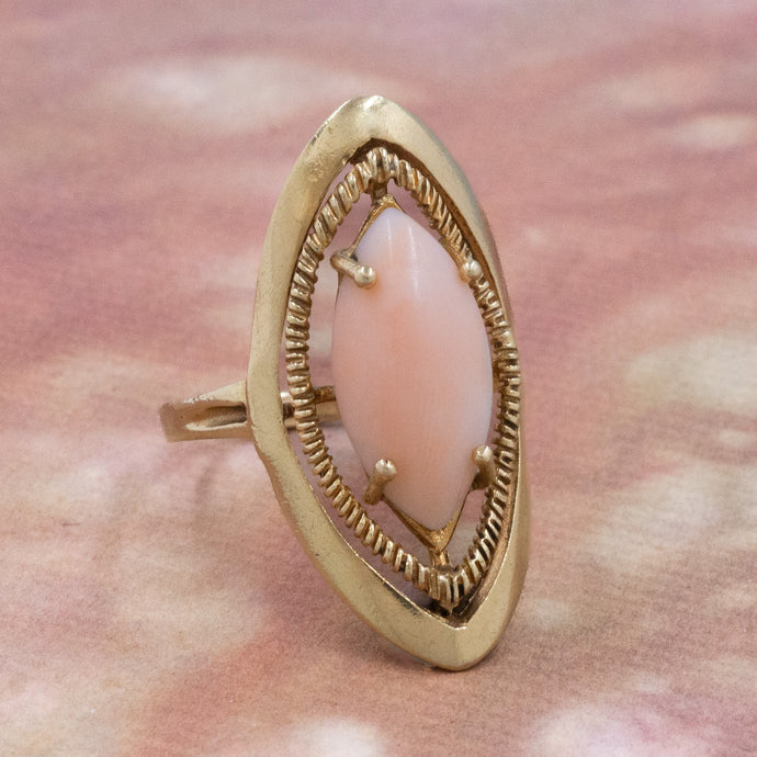 Angelskin Coral Statement Ring c1960