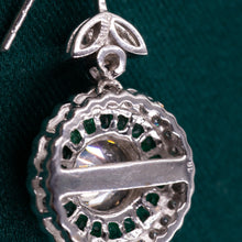 Diamond and Emerald Halo Drop Earrings