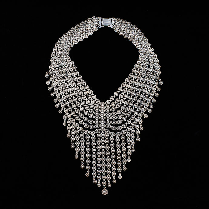 Rare Jeray Rice Reiner Silver Bib Necklace c1948