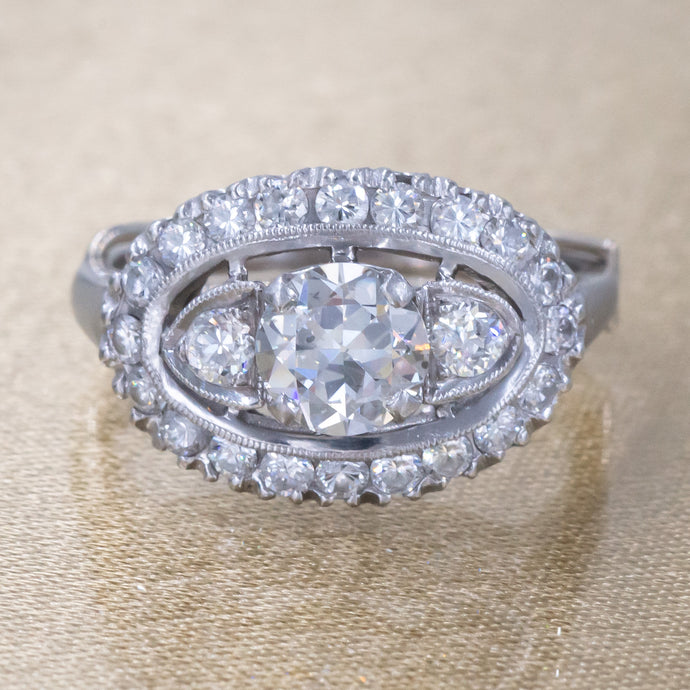 Transitional Diamond Custom Ring with Halo