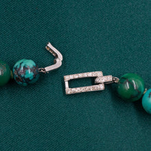 Midcentury Turquoise Bead Necklace with Diamond Clasp