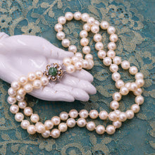 Pearl Double Strand with Jade Clasp c1950