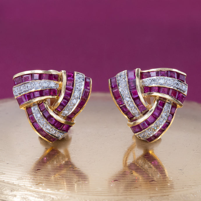 Fine Ruby and Diamond Earrings c1980