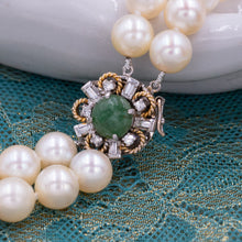 Pearl Double Strand with Jade Clasp c1950