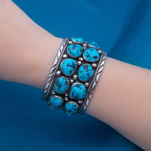 Lester Ortiz Navajo Sterling & Turquoise Cuff