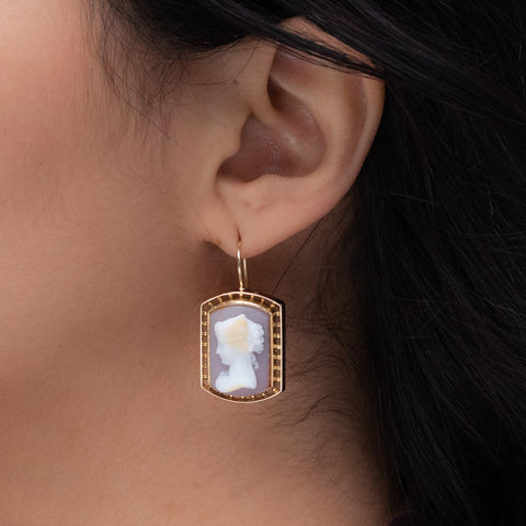 Sardonyx Cameo Earrings C. 1880s