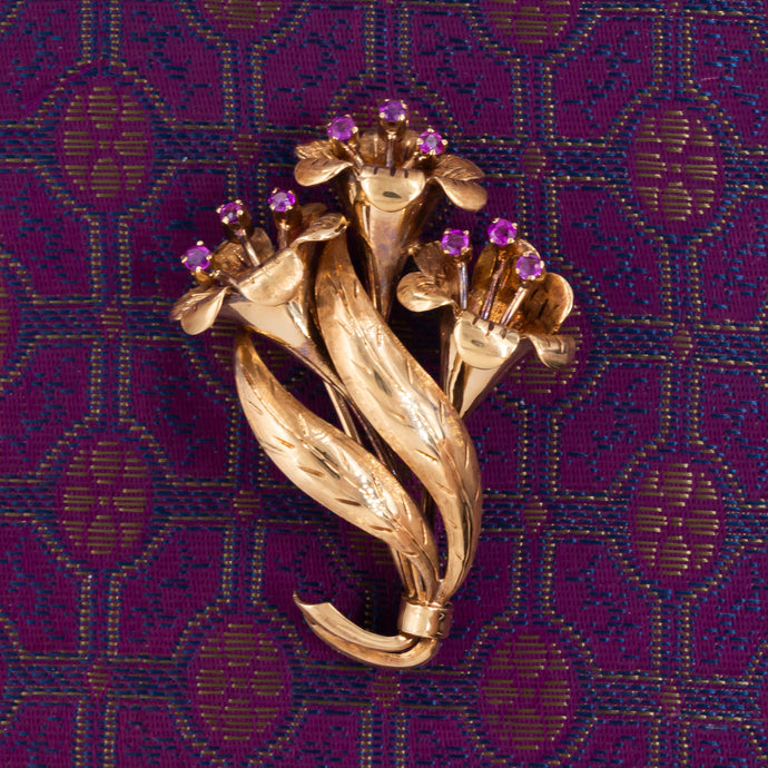 Tiffany & Co. Trumpet Flower Brooch c1950