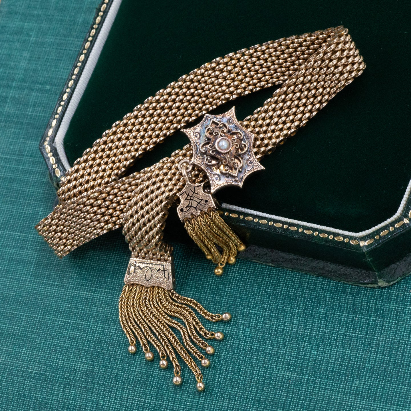 Victorian Mesh Slide Bracelet with Tassels c1870