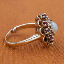 Opal and Garnet Halo Ring c1960