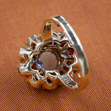 Opal and Garnet Halo Ring c1960
