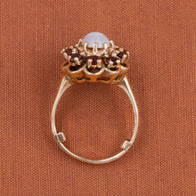 Opal and Garnet Halo Ring c1960