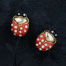 Coral Ladybug Earrings c1980