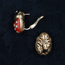 Coral Ladybug Earrings c1980