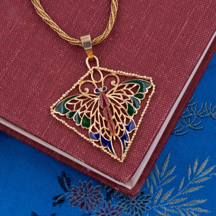 Enamel Butterfly Pendant c1970