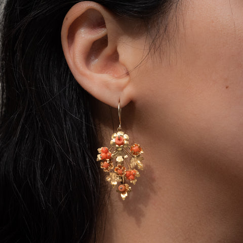 Leafy Coral Earrings C. 1830s