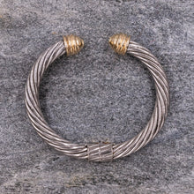 Sterling & 14k Hinged Cable Bracelet