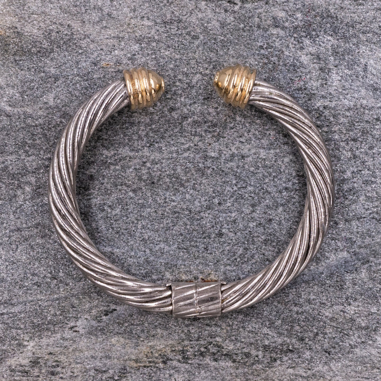 Sterling & 14k Hinged Cable Bracelet
