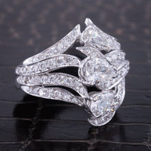 Triple Pear Diamond Cocktail Ring c1950