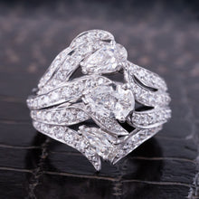 Triple Pear Diamond Cocktail Ring c1950