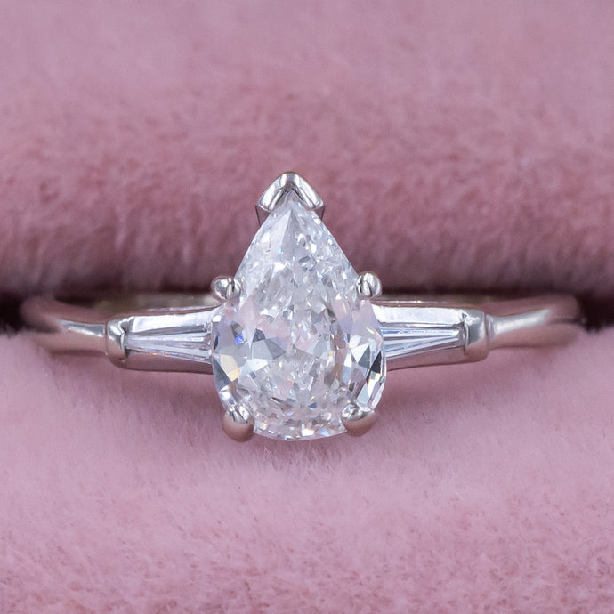 Mid-Century Pear-Cut Diamond Ring c1950