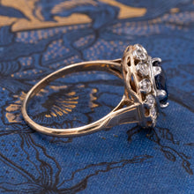 Ceylon Sapphire and Diamond Halo Ring c1930