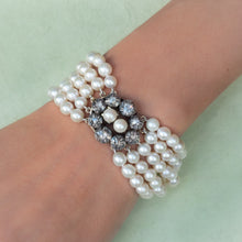 Pearl Bracelet with Rose Cut Diamond Clasp