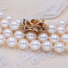 Triple Strand Pearl Bracelet With Rose Diamond Clasp