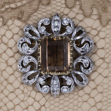 Georgian Revival Smoky Quartz Pendant Brooch