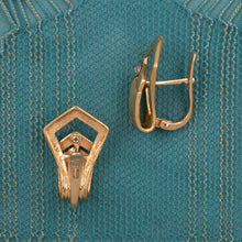 Gold Buckle Earrings With Tiny Diamonds