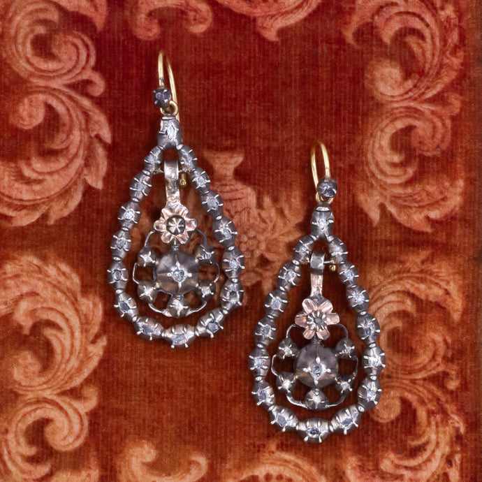 Georgian Revival Diamond Earrings c1880