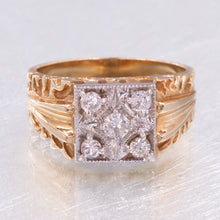Gent's Carved Gold and Diamond Ring c1970
