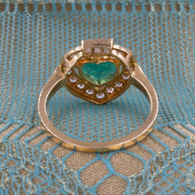 Emerald and Diamond Heart Ring c1980