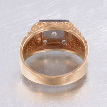 Gent's Carved Gold and Diamond Ring c1970
