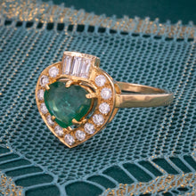 Emerald and Diamond Heart Ring c1980