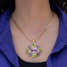 Vintage Amethyst & Peridot Pendant Brooch