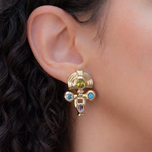 Vintage Multi-Gem Statement Earrings