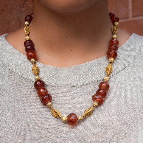 Baltic Amber Necklace With Filigree Beads