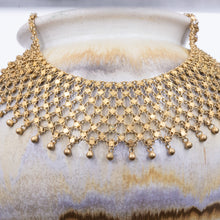 Gold-Washed Sterling Mesh Bib Necklace c1930