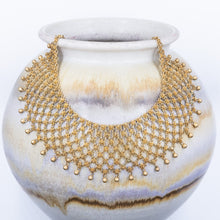 Gold-Washed Sterling Mesh Bib Necklace c1930