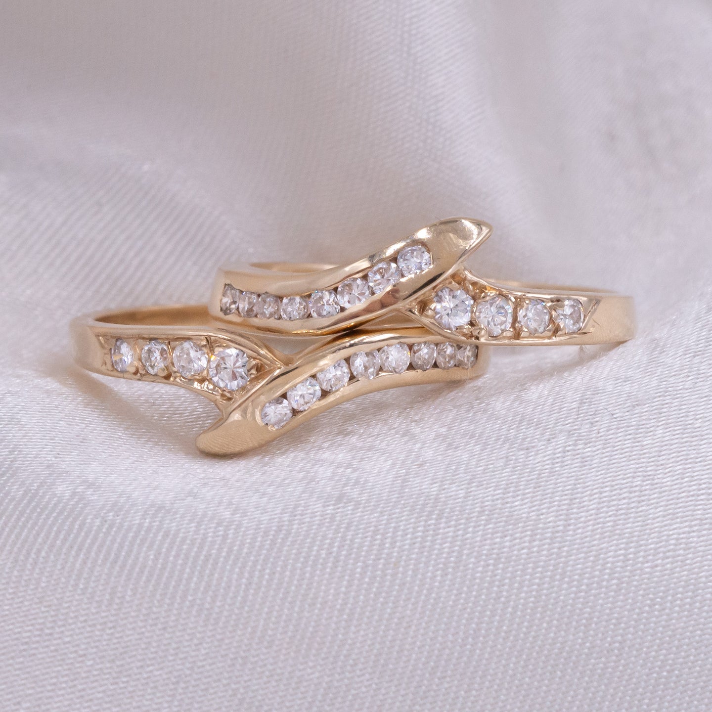 Pair of Diamond Band Ring Guards c1980