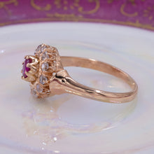 Burma Ruby and Diamond Halo Ring