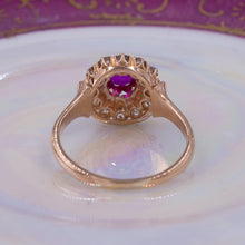 Burma Ruby and Diamond Halo Ring