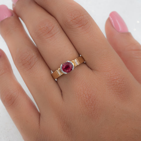 Natural Red Spinel and Diamond Ring c1980